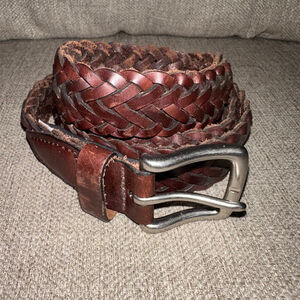 EUC Men’s Size 38/40 Genuine Leather Braided Woven Dark Brown Belt Guatemala